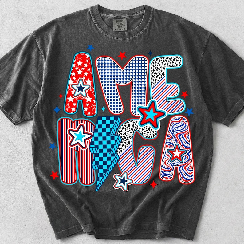 Vintage Patriotic USA Flag Sublimation Graphic on a T-Shirt Mockup