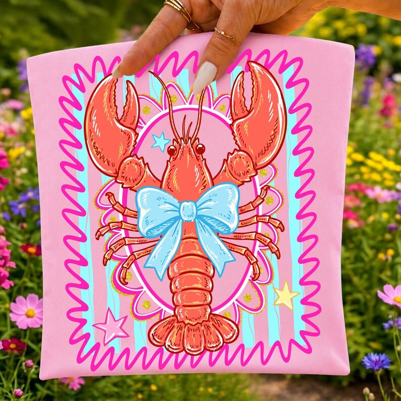 Crawfish Coquette Preppy Coastal Summer PNG, Striped Shirt Design Digital Download, Trendy Beachy Shirt PNG, Coastal Crawfish Season PNG image 5