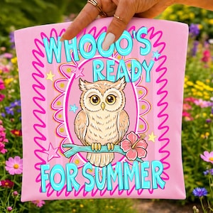Whooos, redo för sommaren, PNG | Söt uggla, sublimeringsdesign | Sista skoldagens skjorta, grafik | Barnens sommarlov, DTF, PNG-klippkonst bild 1