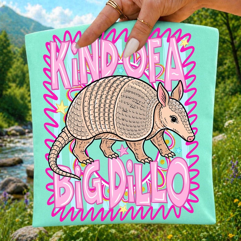 Retro Kind Of A Big Dillo PNG Sublimation Design Mockup on a T-Shirt