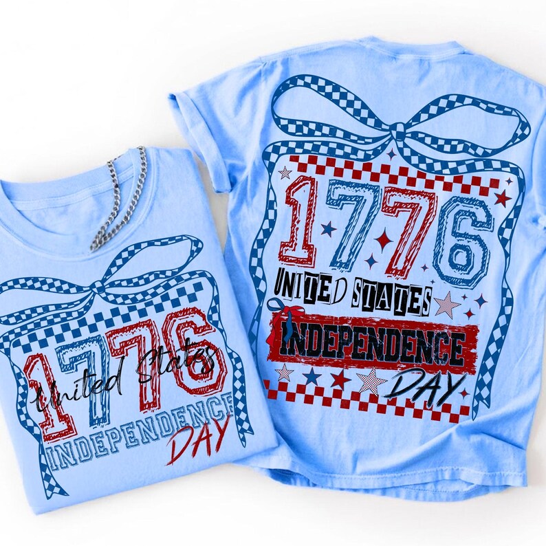 1776 Independence Day Patriotic Bow PNG Sublimation Design
