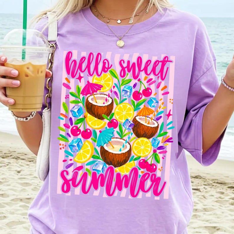 Summer Theme DTF Clipart Alphabet and Numbers Set