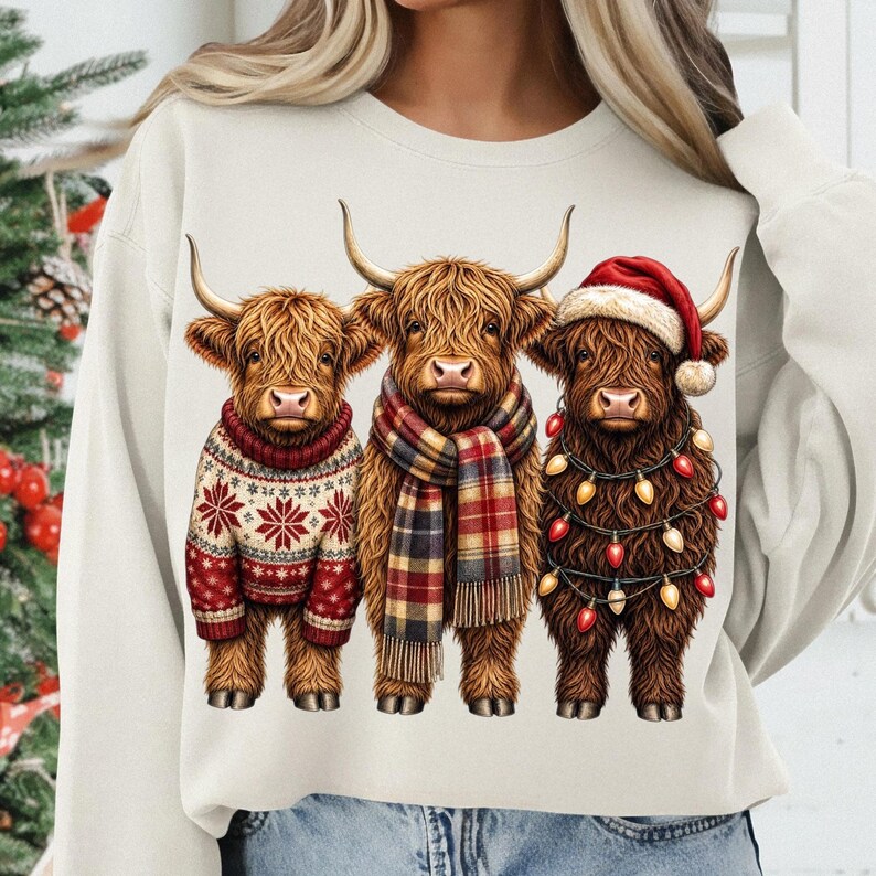 Christmas Highland Cow Tote Bag Mockup