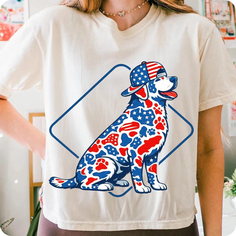 Patriotic Camo Labrador 4th of July Sublimation Graphic