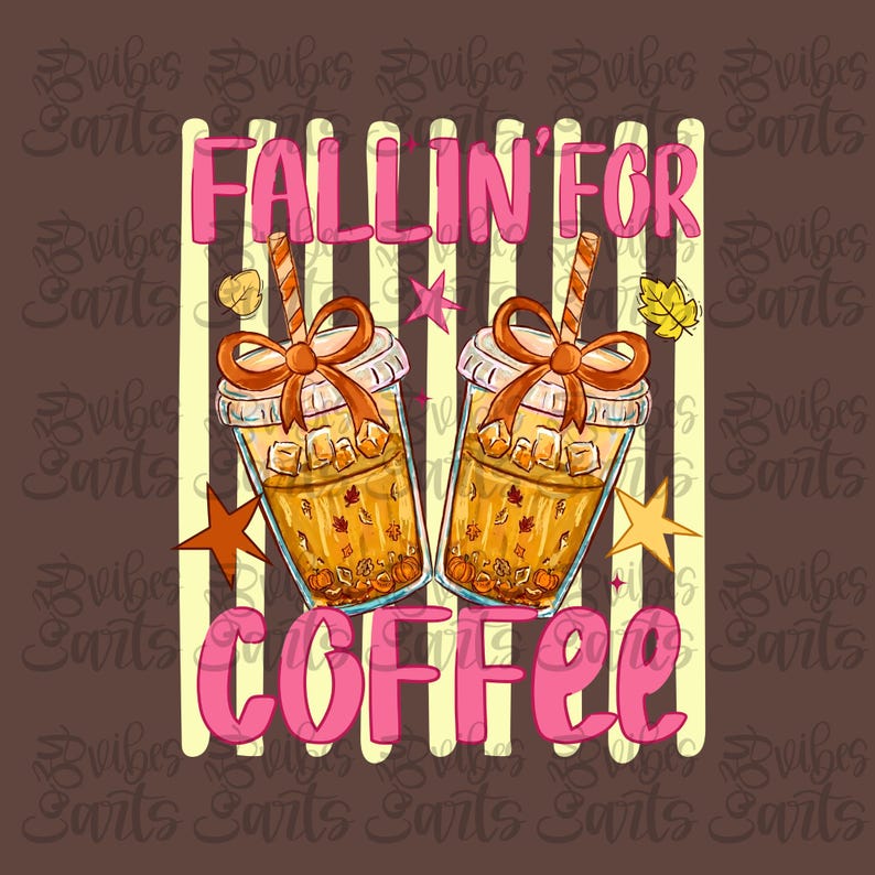 Mockup of the 'Fallin' For Coffee' design on a white t-shirt, showcasing its appeal for custom apparel.