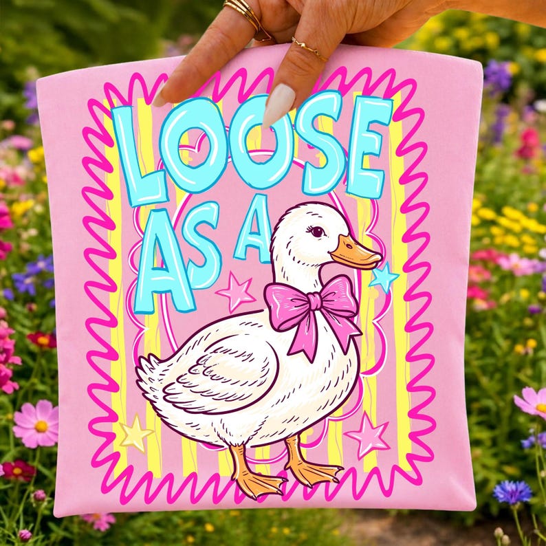 Loose As A Goose sublimation design on a mockup t-shirt