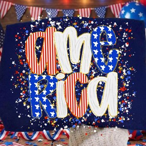 Kariertes Amerika PNG Amerikanische Flagge PNG Adrette USA Patriotische Sublimationsdesign Vintage 4. Juli Clipart Retro Quilted Flag Design Bild 3