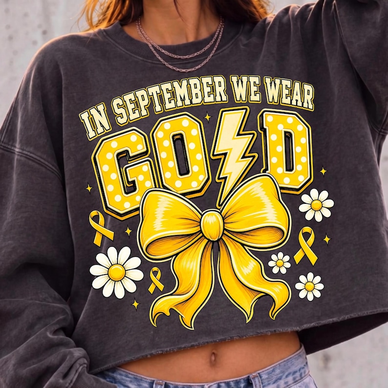 In September We Wear Gold PNG Sublimation Design Overview