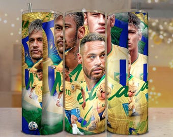 Neymar Jr. Brazylia Tumbler Wrap: Soccer Star PNG (pobieranie cyfrowe)