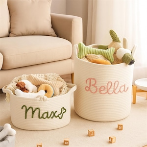 Custom Name Basket, Custom Toy Basket, Custom Baby Shower Gifts, Kids Gifts, Nursery Decor, Gifts for Baby, Dog/Cat Toy Basket