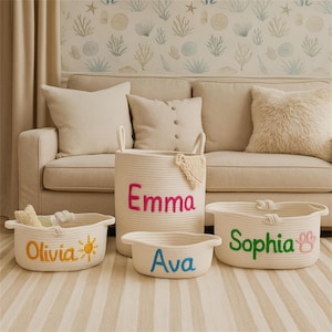 Custom Name Basket, Custom Toy Basket, Custom Baby Shower Gifts, Kids Gifts, Nursery Decor, Gifts for Baby, Dog/Cat Toy Basket