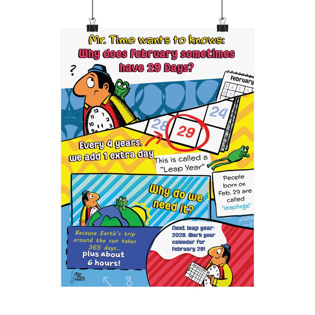 Mr Time Leap Year Educational Poster, Classroom Decor, Learning Wall ...