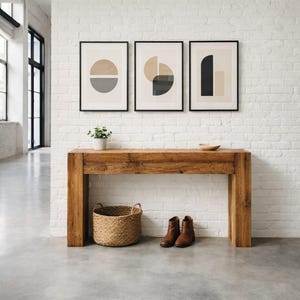 Wood Beam Console Reclaimed Solid Table Handcrafted Rustic Entryway Furniture