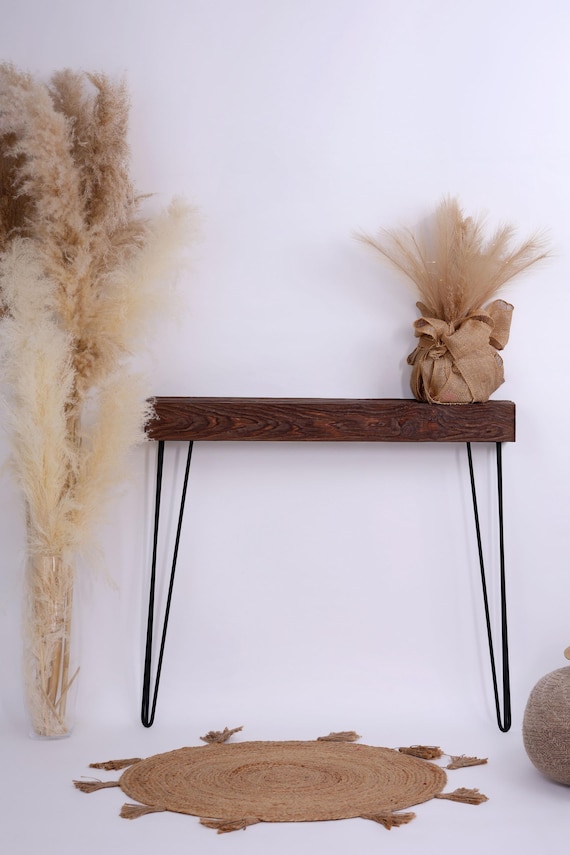 Rustic Omni Console Table with Black 3 Pin Hairpin Legs. (Hallway Table / Radiator Table / Radiator Cover).