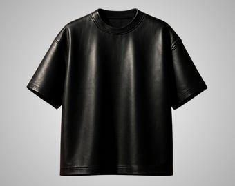 Handmade Cow Leather T-Shirt: Gothic Streetwear, Clubwear Fashion