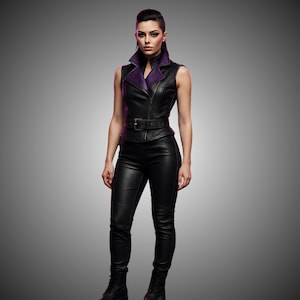 Cyberpunk Leather Jacket and Pants Set | Women&#39;s Outfit | Streetwear | Perfect for Cyberpunk, LARP Events and Cosplays | Gift For Her.