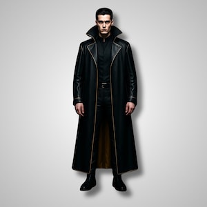 Gothic Leder Vampir Umhang: Gold Satin Gefüttert Mittelalter Umhang