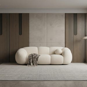 Modern Bouclé Bubble Sofa, Luxury Curved Cloud Couch, Contemporary Sofa, Living Room Furniture