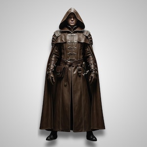 Handmade Leather Hooded Cloak: Medieval Renaissance LARP Costume