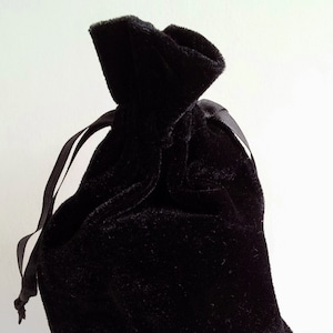 Velvet Drawstring Bag, Black, 4x6, 6x9, 8x13 or 3x4 in. thick plush velvet storage pouch rosary jewelry dice wedding party favor gift bag image 1