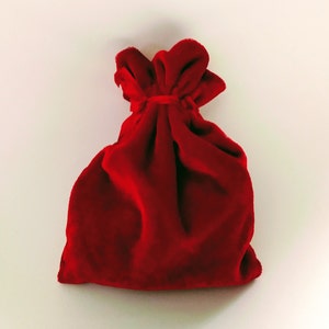 Velvet Drawstring Bag, Ruby Red, 4x6, 6x9, or 3x4 in., thick plush velvet pouch protective storage rosary jewelry dice gift party favor bag