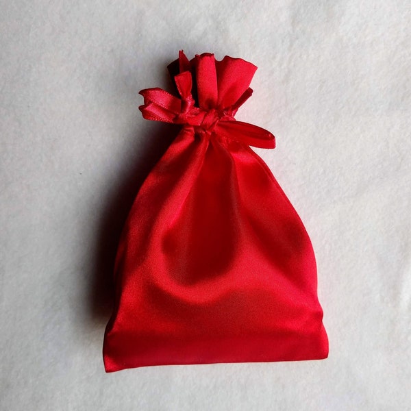 Satin Drawstring Bag Red 2x1.5, 3x2.75, 4x4.5, 5x6, 6x7, 8x11 inches, jewelry storage pouch, gift, wedding favor bag, Christmas, Valentines