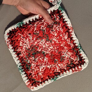 Holiday Hot Pad Pot Holder Trivet, made to order thick double layer, decorative kitchen accessory, gift, red, white, green, black, Christmas