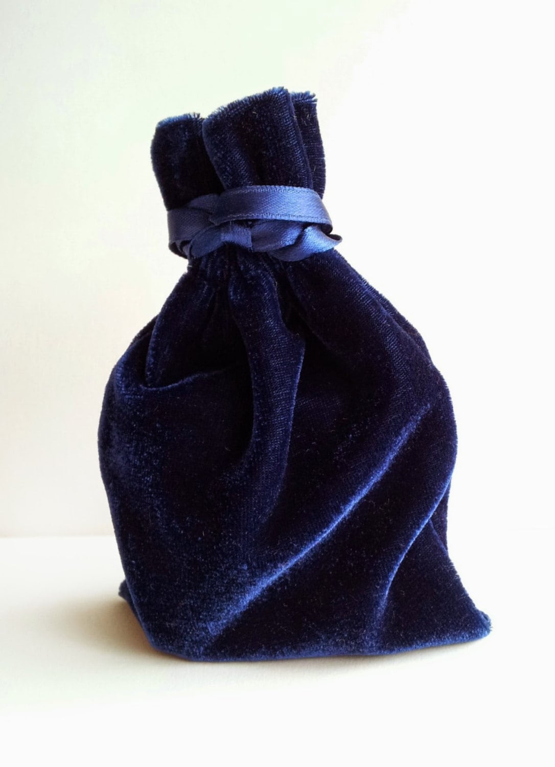 Velvet Drawstring Bag, 4x6, 6x9, 8x13 or 3x4 in, Midnight Blue thick plush velvet storage pouch rosary jewelry dice party favor gift bag