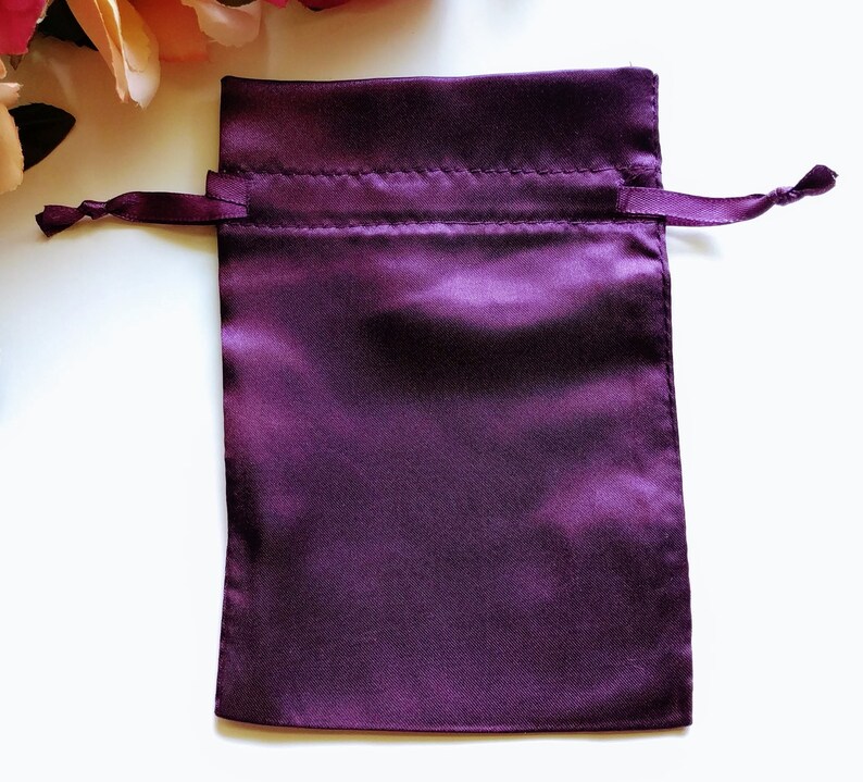 Satin Drawstring Bag Eggplant Purple Violet 2x1.5 3x2.75 Etsy Denmark