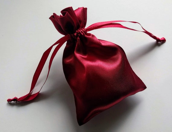 Satin Drawstring Bag Raspberry Red 3x2.75 4x4.5 5x6 6x7 In