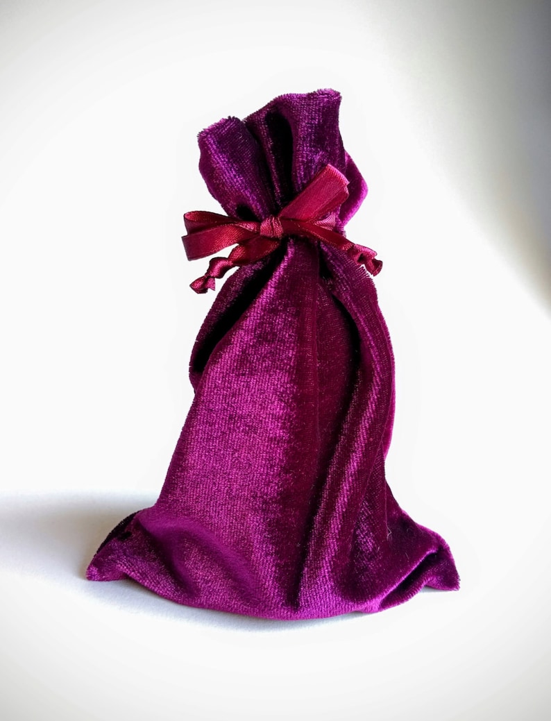 Velvet Drawstring Bag, 3x4, 4x6, or 9x6 in., Red-Violet Magenta Purple thick plush velvet storage pouch rosary jewelry dice gift party favor 