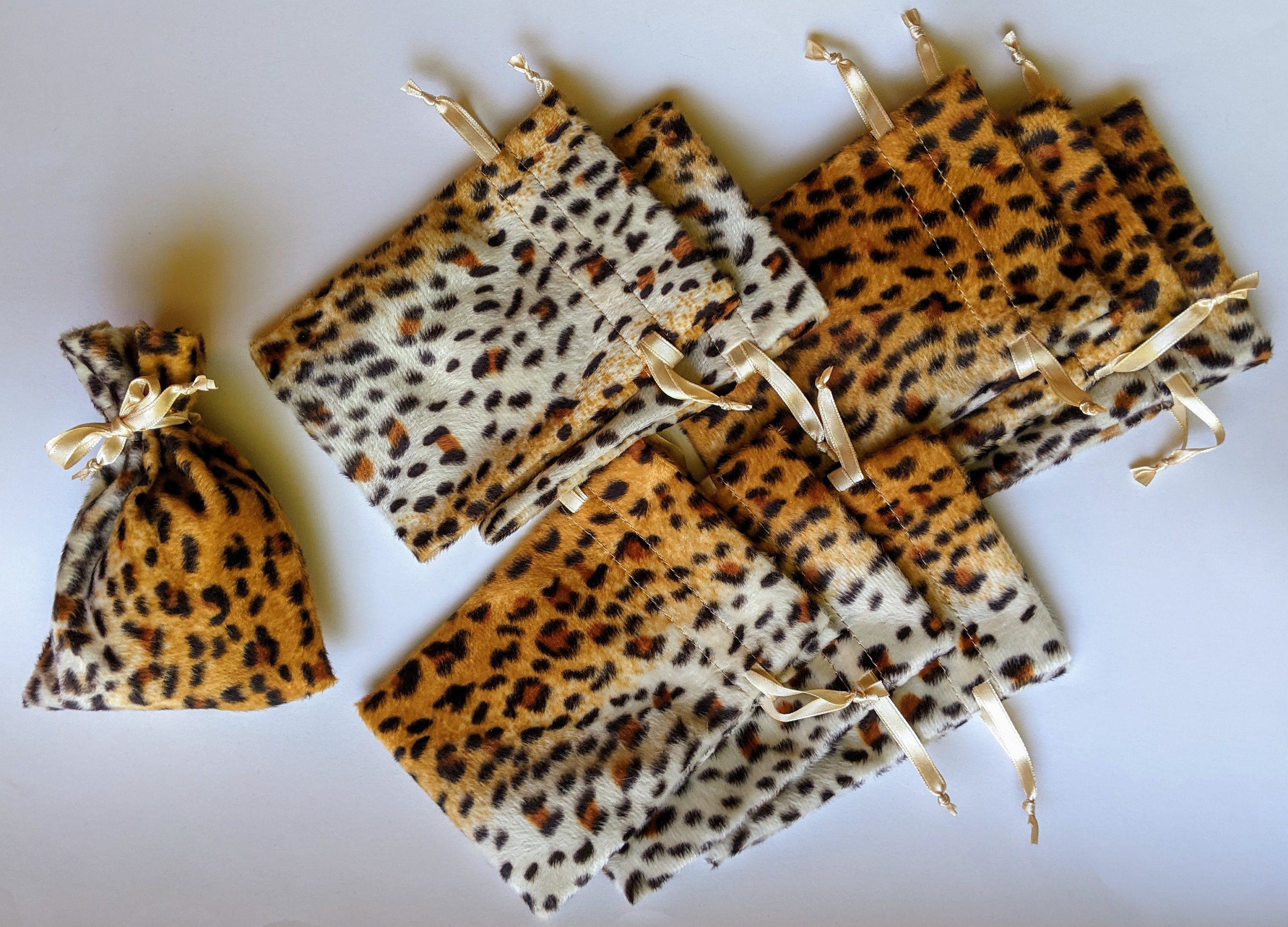 Velvet Leopard Drawstring Pouch, 4x4 or 5x6 Inches, Leopard Velvet Leopard Drawstring Pouch, 4x4 or 5x6 Inches, Leopard