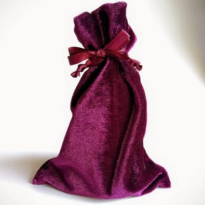 Velvet Drawstring Bag, 3x4, 4x6, or 9x6 in., Red-Violet Magenta Purple thick plush velvet storage pouch rosary jewelry dice gift party favor