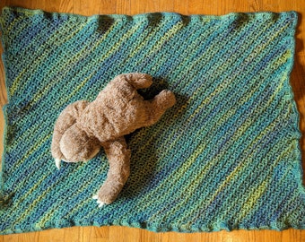 Baby Toddler Lap Blanket, Oversize Handmade Soft Cotton Acrylic, washable handmade blanket throw, 36"x48", breathable textured crochet
