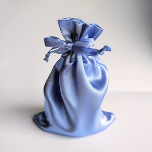 Satin Drawstring Bag, 3x2.75, 4x4.5, 5x6 inches, Periwinkle Blue, jewelry storage pouch, protective, gift, baby shower, wedding favor bag