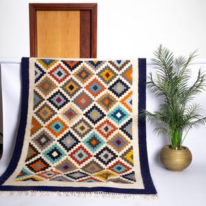 Mosaic Mirage Handwoven Kilim Rug made of pure Egyptian cotton and wool 158 cm x 214 cm (No Jute)