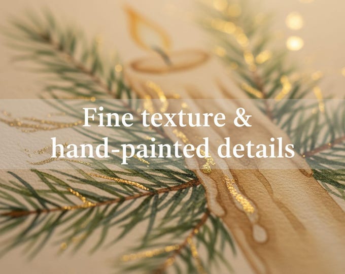 Featured listing image: Golden Candlelight Christmas Print – Cozy Fireplace Art (Digital Download)