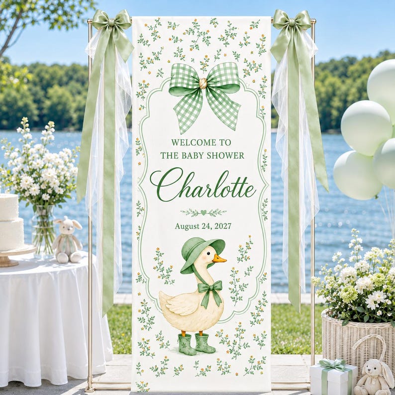 Custom Goose Baby Shower Tapestry Banner, Personalized Welcome Sign ...