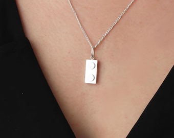 1x2 Brick Necklace in 925 Sterling Silver – Compatible Building Block Jewelry