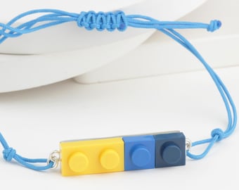 925 Sterling Silver 1x4 Brick Rope Adjustable Bracelet – Compatible Building Block Jewelry