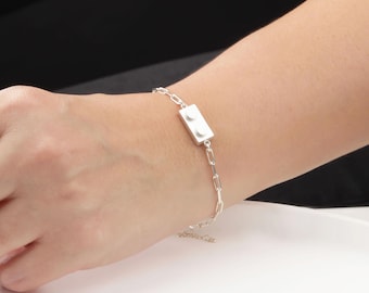 925 Sterling Silver 1x2 Block Bracelet – Building Brick Charm Jewelry