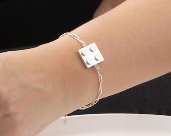 Sterling Silver 1x4 Block Bracelet – Creative Building Brick Design