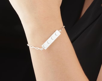 925 Sterling Silver 1x4 Brick Bracelet – Compatible Building Block Jewelry