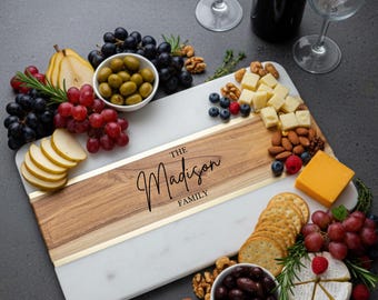 Personalized Acacia Wood Charcuterie Board, Resin Cheese Board