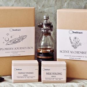 Chinese Tea Sampler Gift Set, 6 Loose Leaf Teas: Oolong, Pu-erh, Green, Black, 12 Samples, Handmade Tasting Box for Tea Lovers