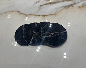 Porcelain Nero Marble look coasters, Set of 4
