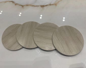 Porcelain Travertine stone look coasters, Set of 4