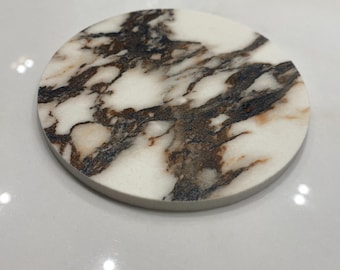 Porcelain Viola Marble look coasters, Set of 4