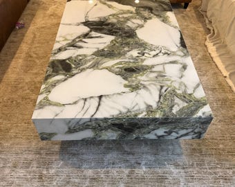 Jade Marble Look Porcelain Coffee Table 70" x 40"