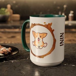 Kawaii Corgi Personalized Coffee Mug,Gift For Friends,Gift For Dads,Custom Gift for Corgi Lover,Gifts For Mom,Pet Owners Gift, Desk Accesory